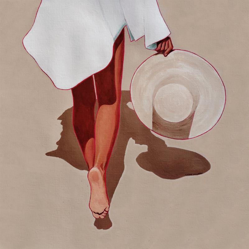 Painting Pénélope adore le blanc... by Gallardo Serge | Painting Figurative Life style Acrylic