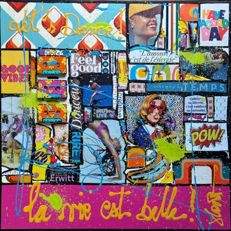 Painting La vie est belle !(Let's dance !) by Costa Sophie | Painting Pop-art Acrylic, Gluing, Upcycling