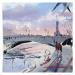 Gemälde Promenade sur les quais de Seine von Bailly Kévin  | Gemälde Figurativ Urban Architektur Aquarell Tinte