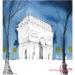 Peinture Nuit sur l’arc de triomphe  par Bailly Kévin  | Tableau Figuratif Urbain Architecture Aquarelle Encre