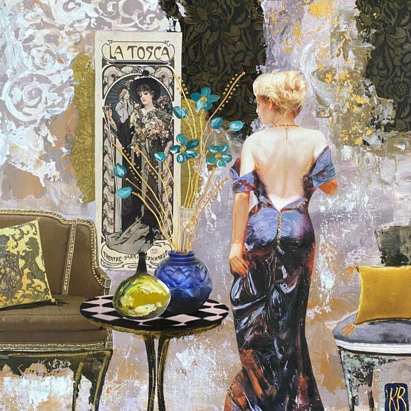 Painting Tosca  2 by Romanelli Karine | Painting Figurative Acrylic, Gluing, Gold leaf, Paper, Pastel, Posca Life style, Urban