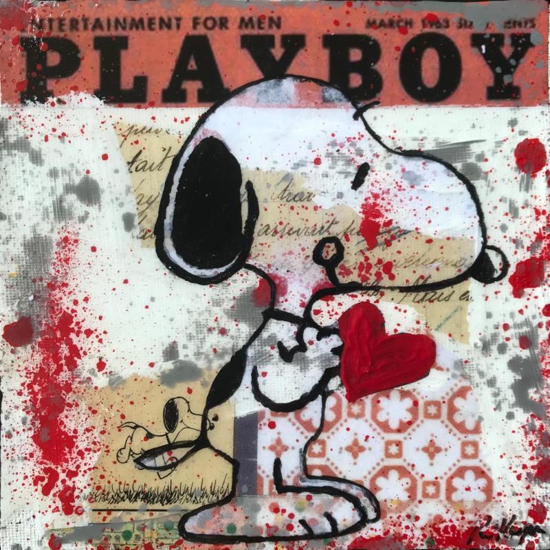 Peinture Snoopy love par Kikayou | Tableau Pop-art Icones Pop Graffiti Acrylique Collage