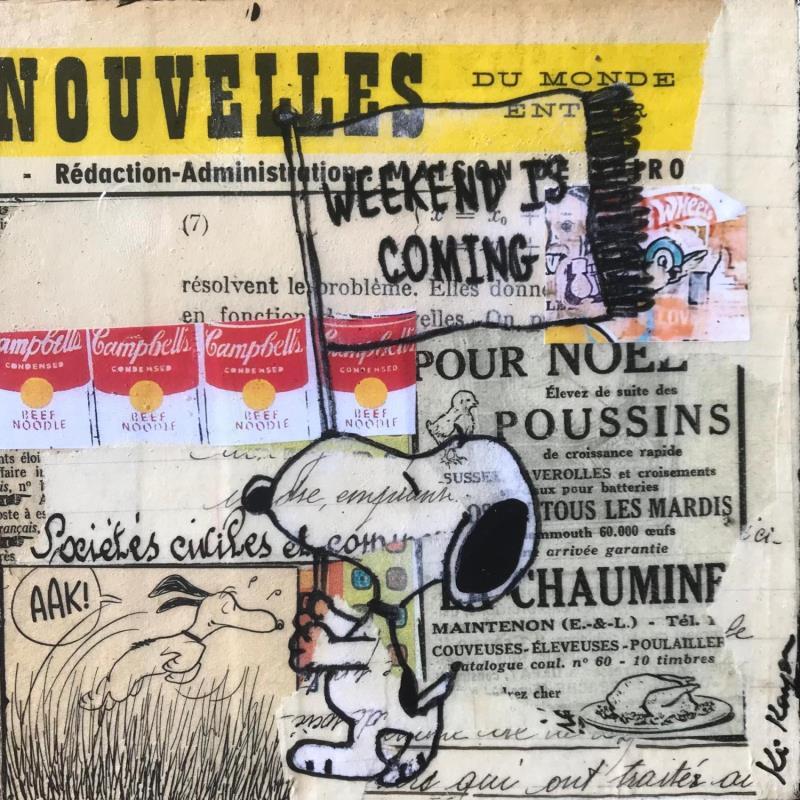 Peinture Week end is coming par Kikayou | Tableau Pop-art Icones Pop Graffiti Acrylique Collage