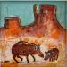 Painting Javelinas in AZ by Maury Hervé | Painting Raw art Animals Posca Ink Sand