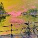 Painting Blushing Sunset in Amsterdam  by Rodrigues Bené | Painting Figurative Urban Acrylic