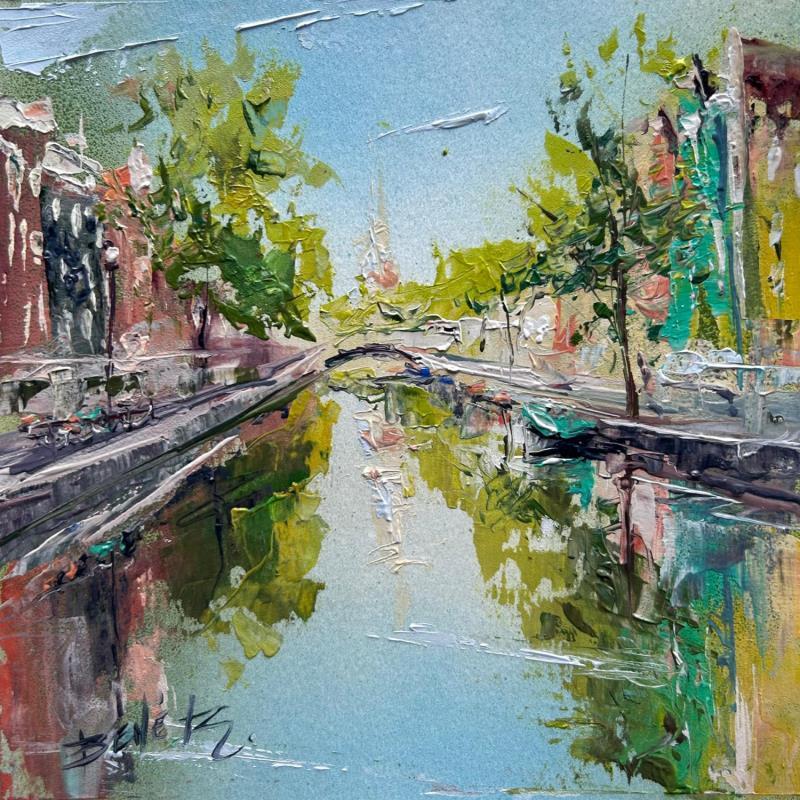 Gemälde Dreams along Amsterdam's waterways von Rodrigues Bené | Gemälde Figurativ Urban Öl