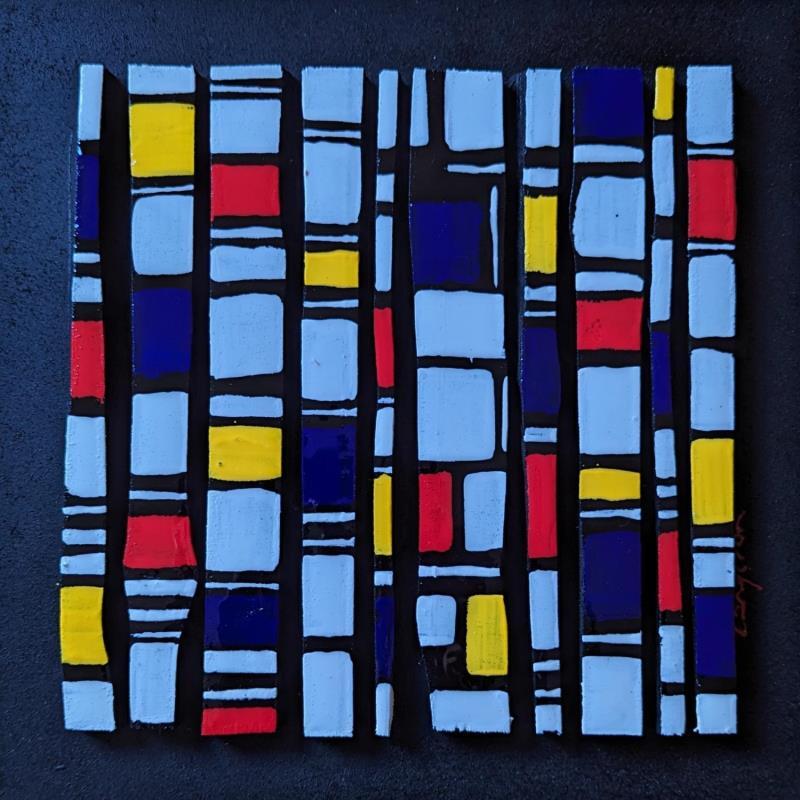 Painting Bc10 hommage mondrian by Langeron Luc | Painting Subject matter Acrylic, Resin, Wood