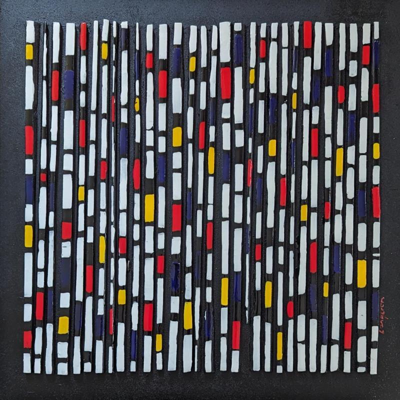 Peinture Bc30 hommage Mondrian par Langeron Luc | Tableau Matiérisme Bois Acrylique Résine