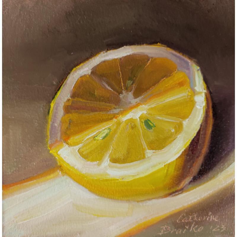 Gemälde Lemon von Braiko Catherine | Gemälde Realismus Stillleben Öl