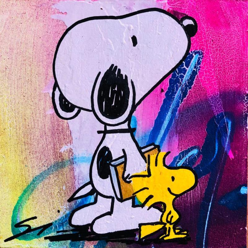 Painting The gold book of snoopy by Mestres Sergi | Painting Pop-art Acrylic, Graffiti Pop icons