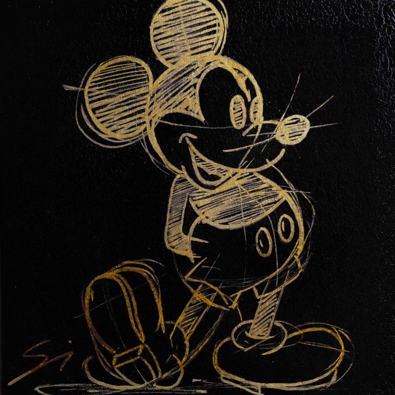 Painting Mickey gold by Mestres Sergi | Painting Pop-art Acrylic, Graffiti Pop icons