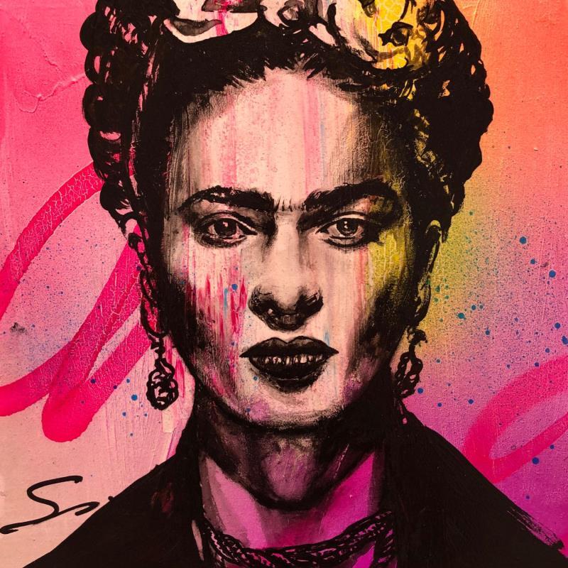 Painting Frida by Mestres Sergi | Painting Pop-art Acrylic, Graffiti Pop icons