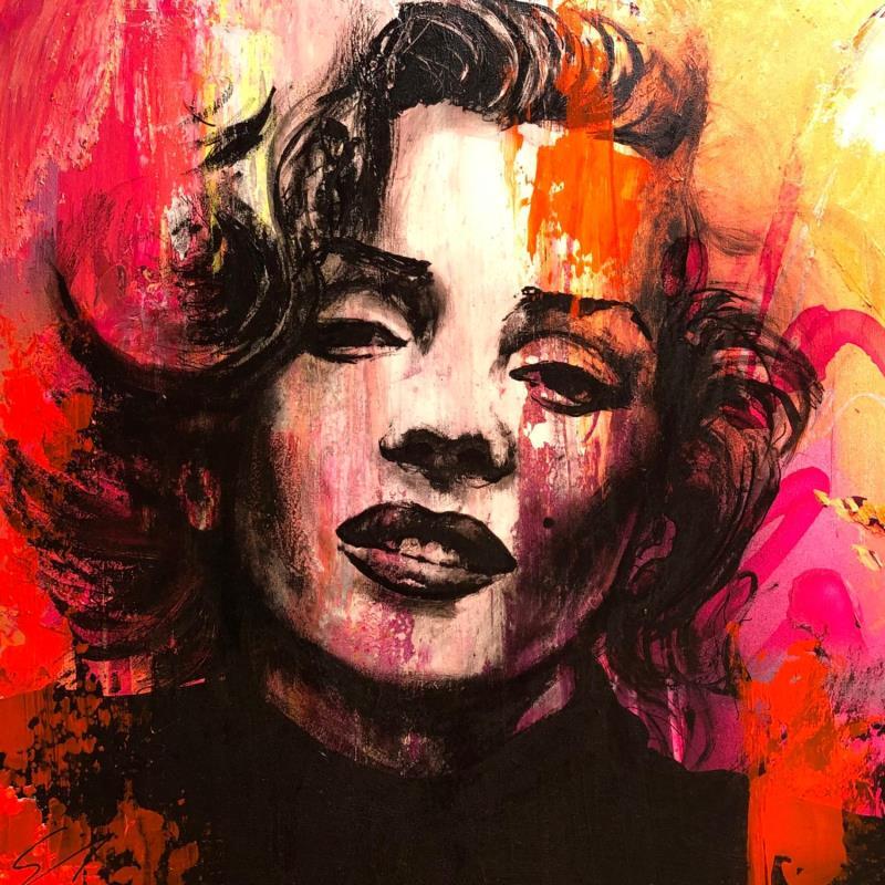 Painting Marilyn by Mestres Sergi | Painting Pop-art Acrylic, Graffiti Pop icons