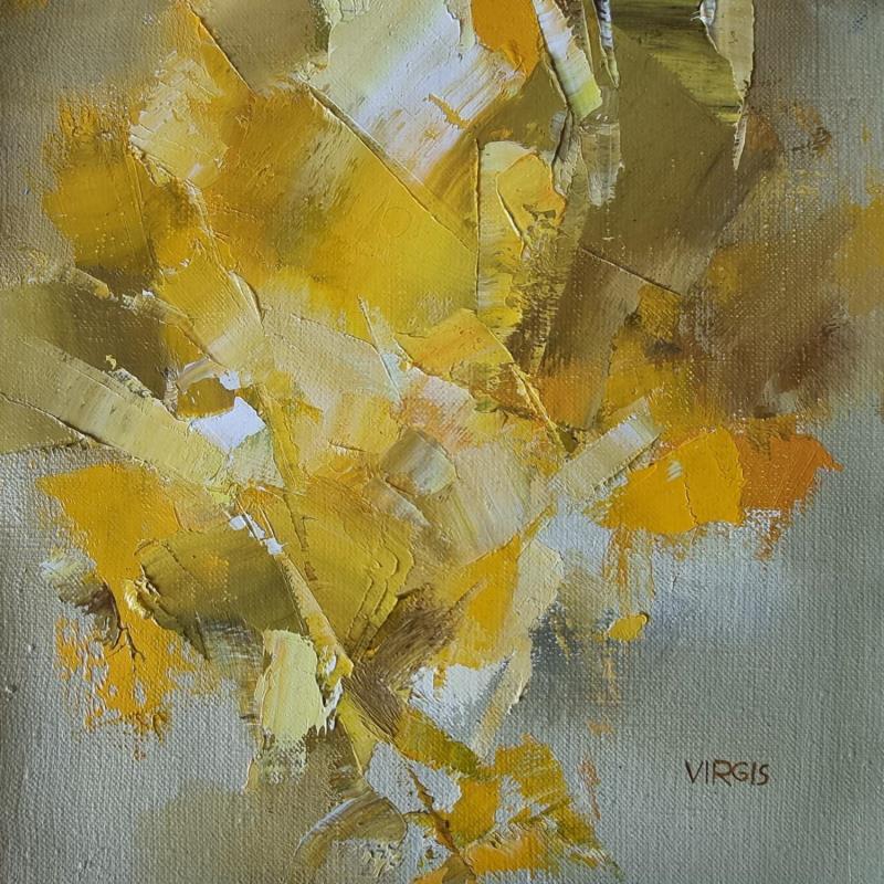 Peinture Full-blown yellow par Virgis | Tableau Abstrait Huile Minimaliste