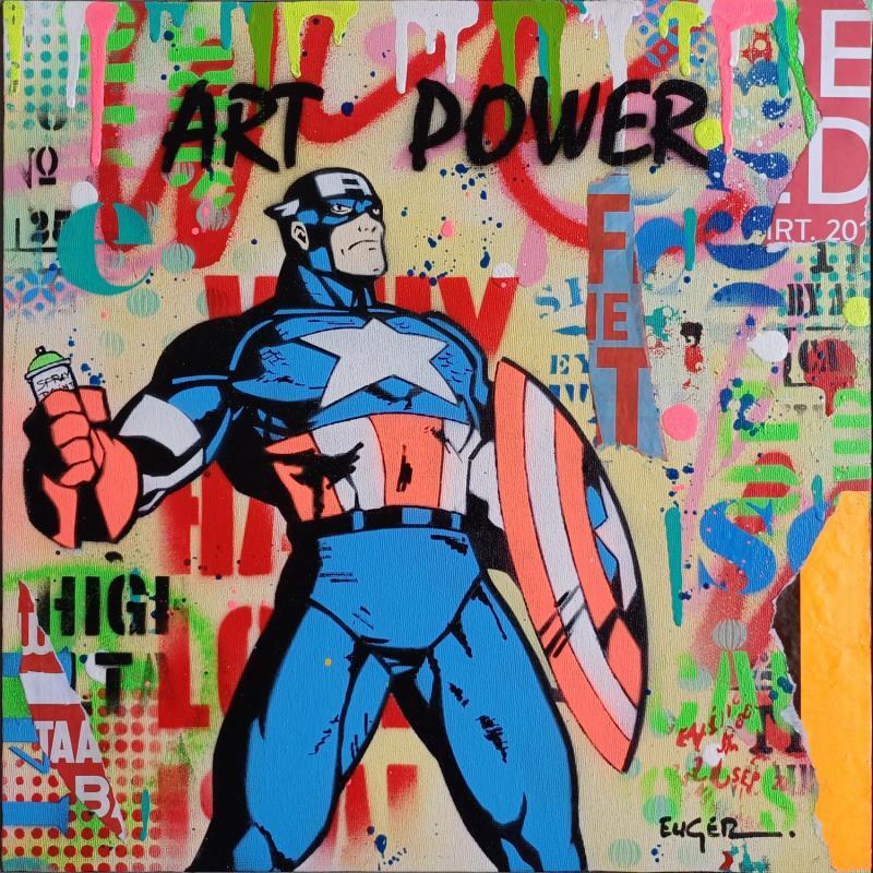 Painting ART POWER by Euger Philippe | Painting Pop-art Acrylic, Gluing Pop icons