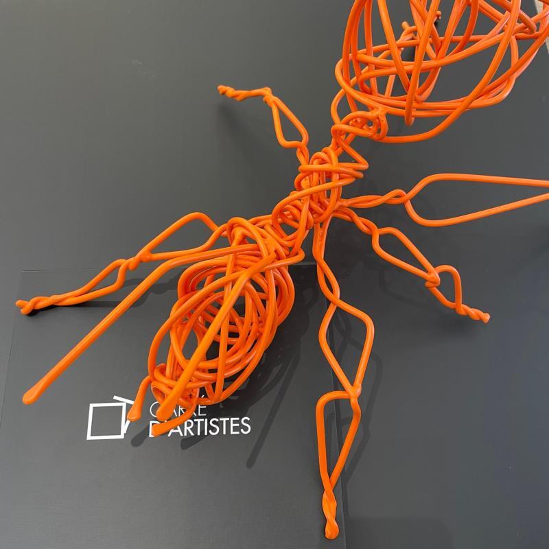 Sculpture Fourmi Orange S by Eres Nicolas | Sculpture Figurative Animals Minimalist Nature Metal