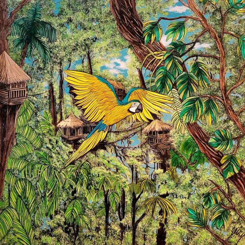 Painting IQUITOS by Geiry | Painting Subject matter Acrylic, Marble powder, Pigments Animals, Landscapes, Nature