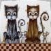 Painting La drôle de famille ! by Penaud Raphaëlle | Painting Figurative Animals Acrylic Gluing Pastel