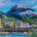 Peinture La passerelle st Laurent à Grenoble par Degabriel Véronique | Tableau Figuratif Paysages Huile