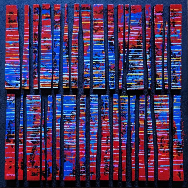 Gemälde Bc34 street rouge bleu von Langeron Luc | Gemälde Materialismus Holz Acryl Harz
