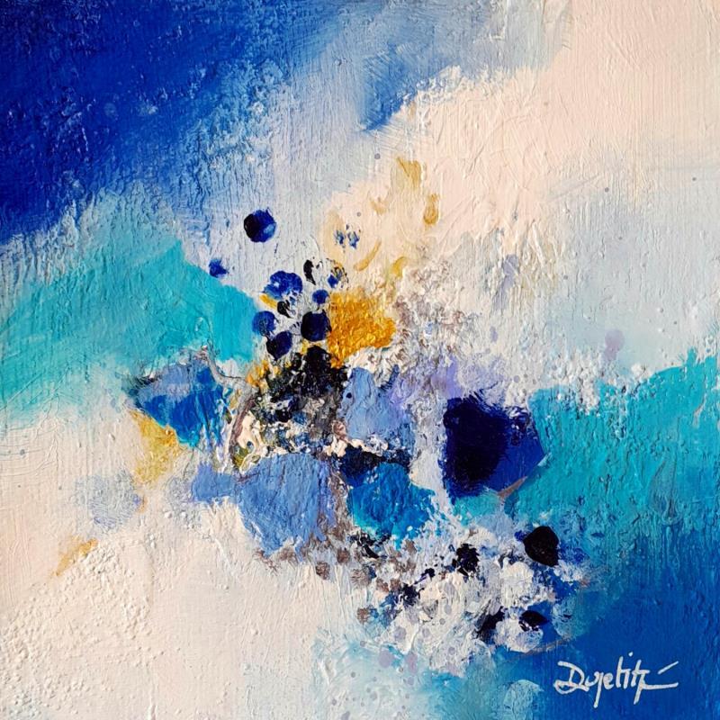 Painting Flocons bleus by Dupetitpré Roselyne | Painting Abstract Acrylic Minimalist
