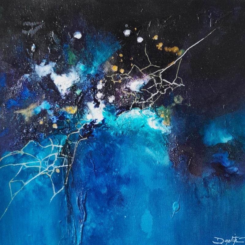 Peinture Dans la nuit bleue par Dupetitpré Roselyne | Tableau Abstrait Acrylique Minimaliste