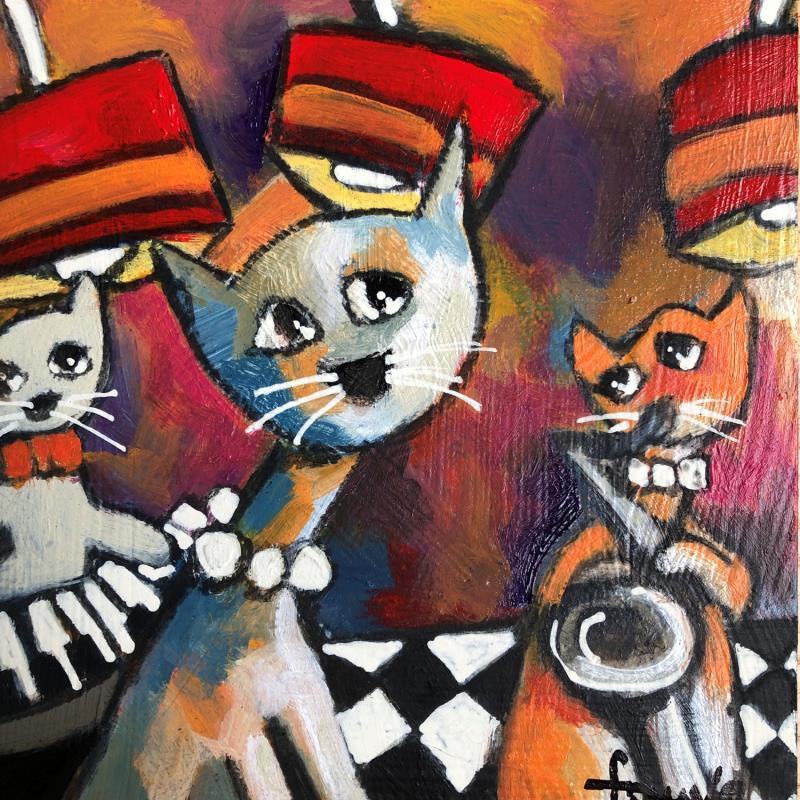 Painting Chat chat chat by Fauve | Painting Figurative Life style Animals Acrylic