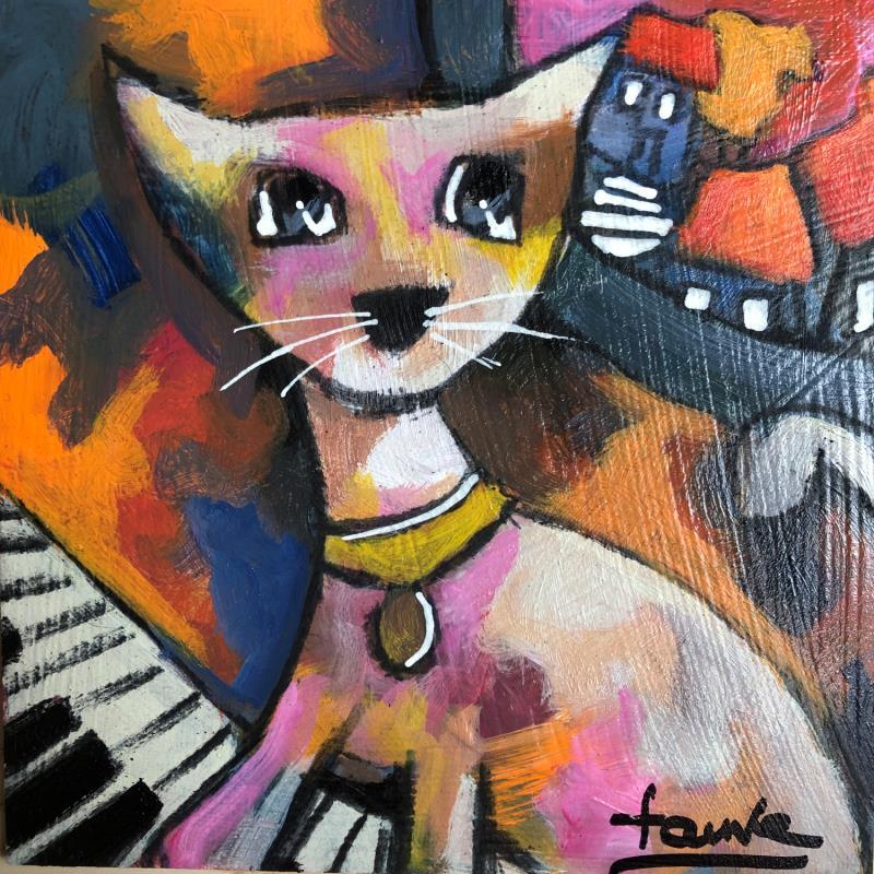 Painting Minouche  by Fauve | Painting Figurative Life style Animals Acrylic