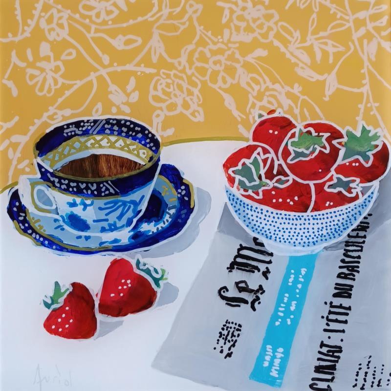 Painting Les fraises de saison by Auriol Philippe | Painting Figurative Still-life Plexiglass Acrylic Posca