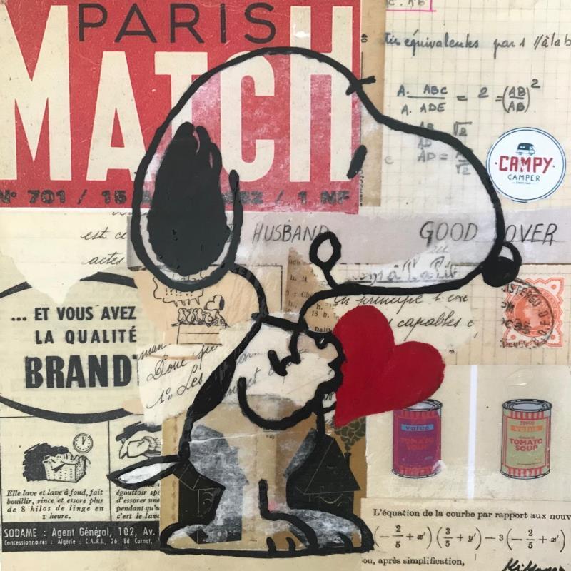 Peinture Snoopy love vintage par Kikayou | Tableau Pop-art Acrylique, Collage, Graffiti Icones Pop