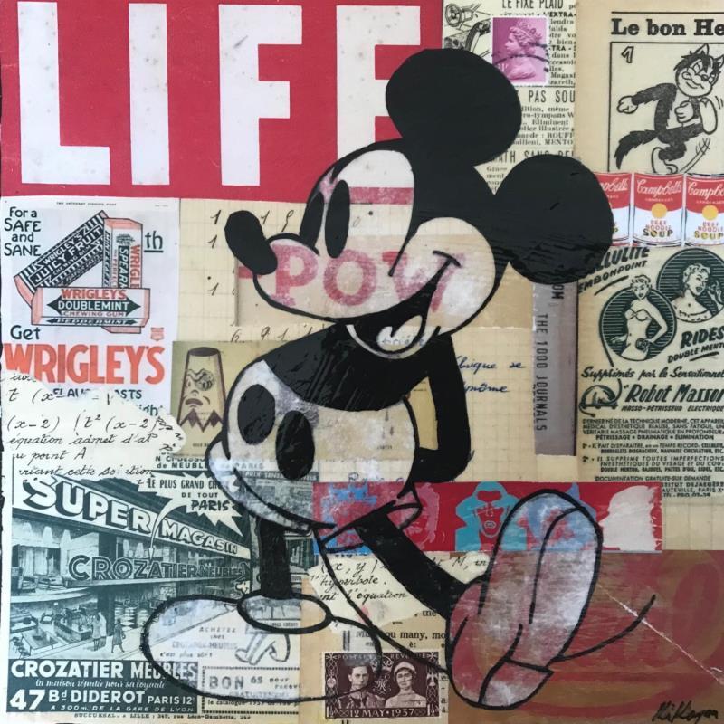 Painting Mickey vintage by Kikayou | Painting Pop-art Acrylic, Gluing, Graffiti Pop icons