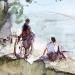Gemälde La Halte - la Loire von Gutierrez | Gemälde Impressionismus Landschaften Aquarell