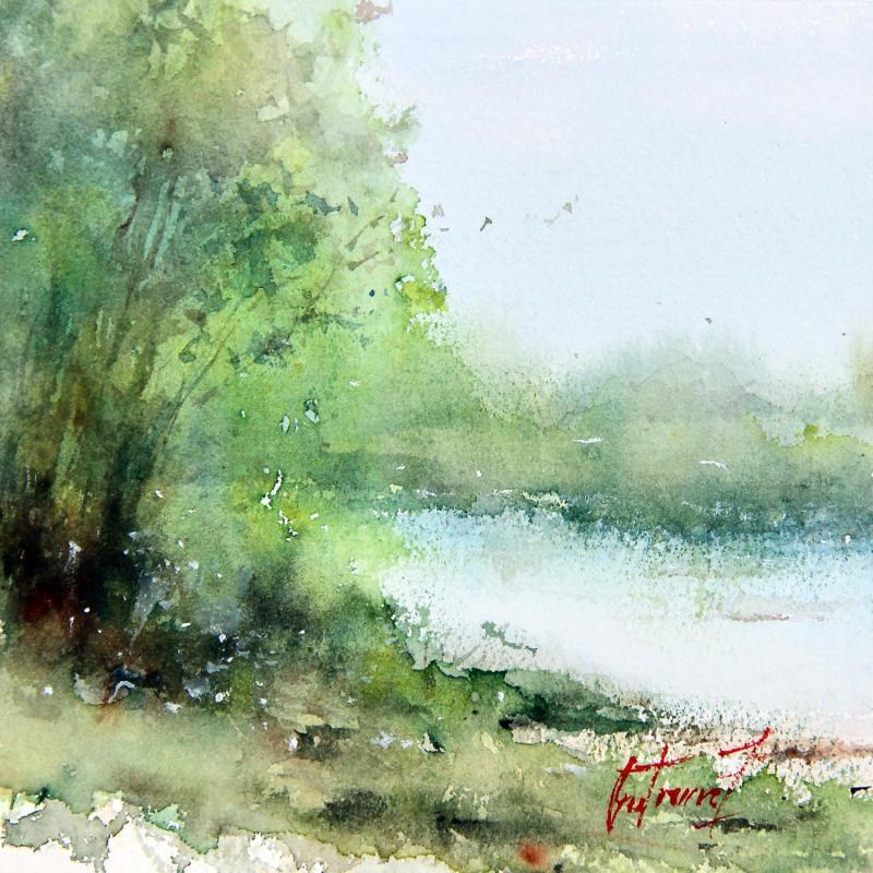 Painting La Loire - Paysage romantique by Gutierrez | Painting Impressionism Watercolor Landscapes