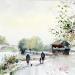 Painting Promenade des gabares - Tours by Gutierrez | Painting Impressionism Landscapes Watercolor