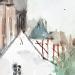 Peinture Les terrasses de la place Plumereau par Gutierrez | Tableau Impressionnisme Urbain Aquarelle