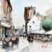 Painting Les terrasses de la place Plumereau by Gutierrez | Painting Impressionism Urban Watercolor