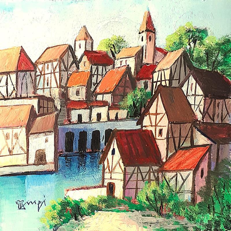Painting AQ94 ALSACE by Burgi Roger | Painting Figurative Landscapes Urban Architecture Acrylic