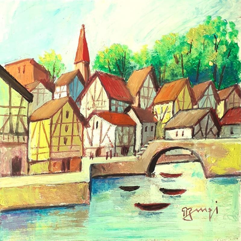 Painting AQ95 ALSACE by Burgi Roger | Painting Figurative Landscapes Urban Architecture Acrylic