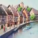 Painting AN193 ALSACE by Burgi Roger | Painting Figurative Urban Life style Architecture Acrylic