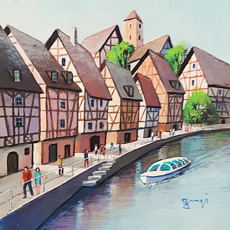 Painting AN193 ALSACE by Burgi Roger | Painting Figurative Acrylic Architecture, Life style, Urban