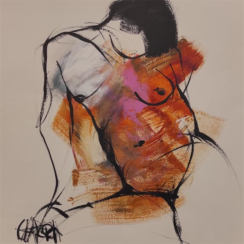 Painting Rose tendresse 5 by Chaperon Martine | Painting Figurative Acrylic Nude