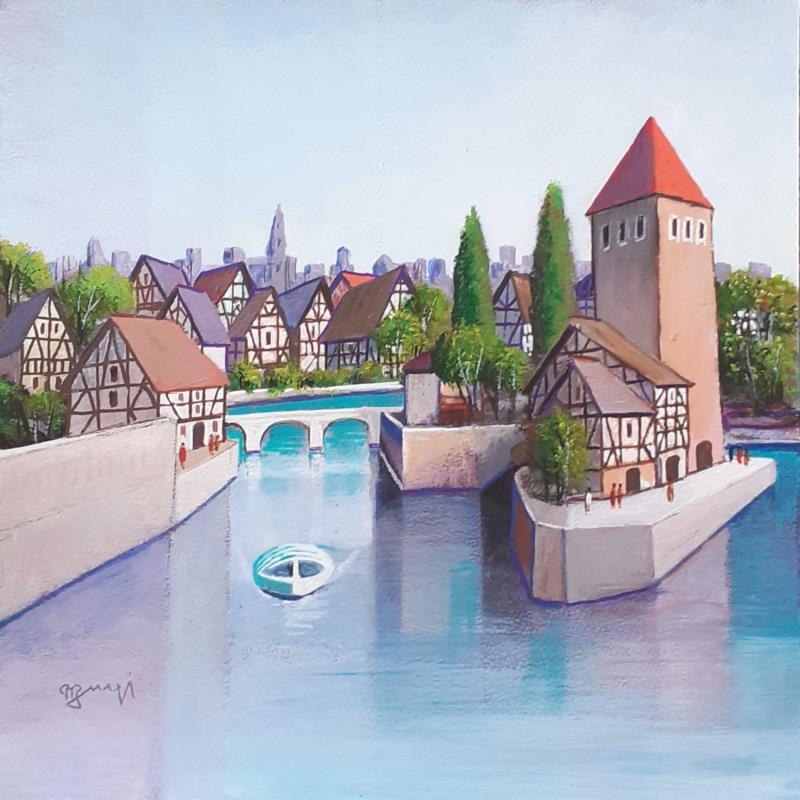 Painting AN202 ALSACE by Burgi Roger | Painting Figurative Urban Marine Architecture Acrylic
