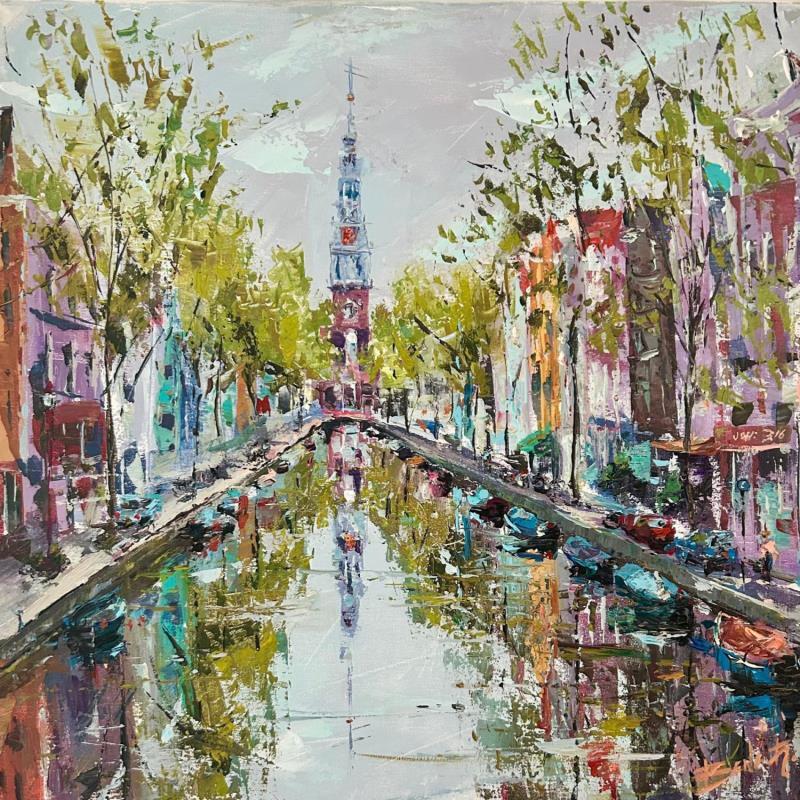 Painting Memories of Zuiderkerk by Rodrigues Bené | Painting Figurative Acrylic Urban