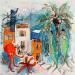 Gemälde Poulpe et étoile von Colombo Cécile | Gemälde Naive Kunst Landschaften Alltagsszenen Aquarell Acryl Collage Tinte Pastell