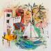 Gemälde Le bal des sardines von Colombo Cécile | Gemälde Naive Kunst Landschaften Natur Alltagsszenen Aquarell Acryl Collage Tinte Pastell