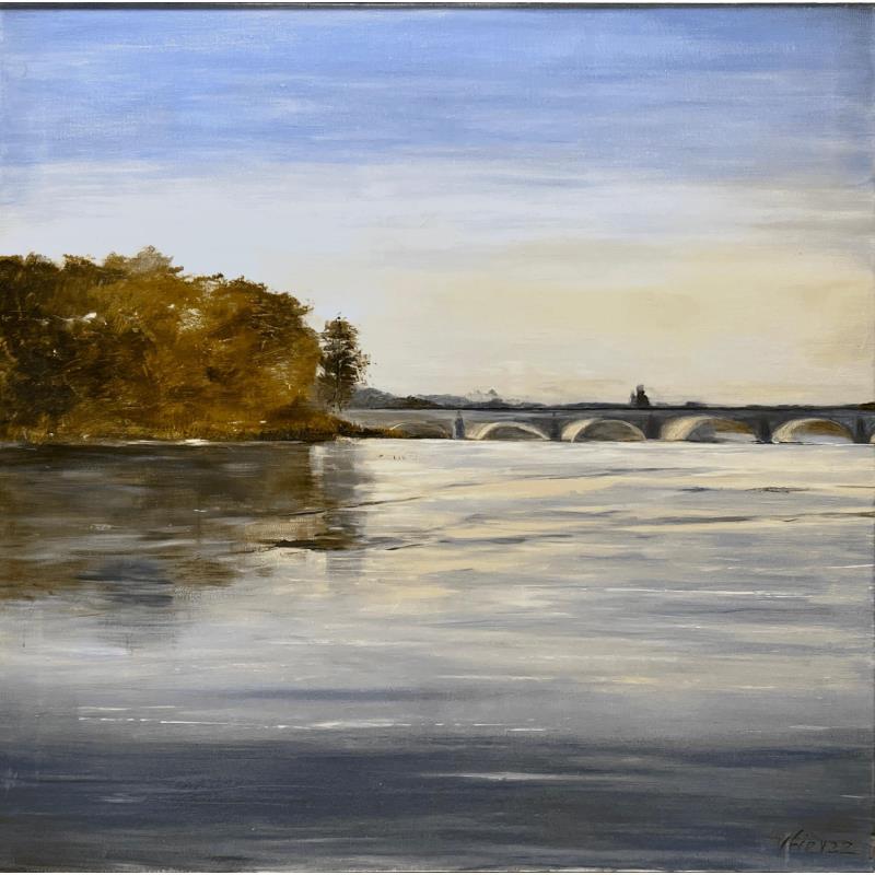 Painting La Loire à Tours by Fièvre Véronique | Painting Figurative Acrylic