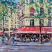 Painting TERRASSE BOULEVARD HAUSSMANN A PARIS by Euger | Painting Figurative Society Urban Life style Acrylic