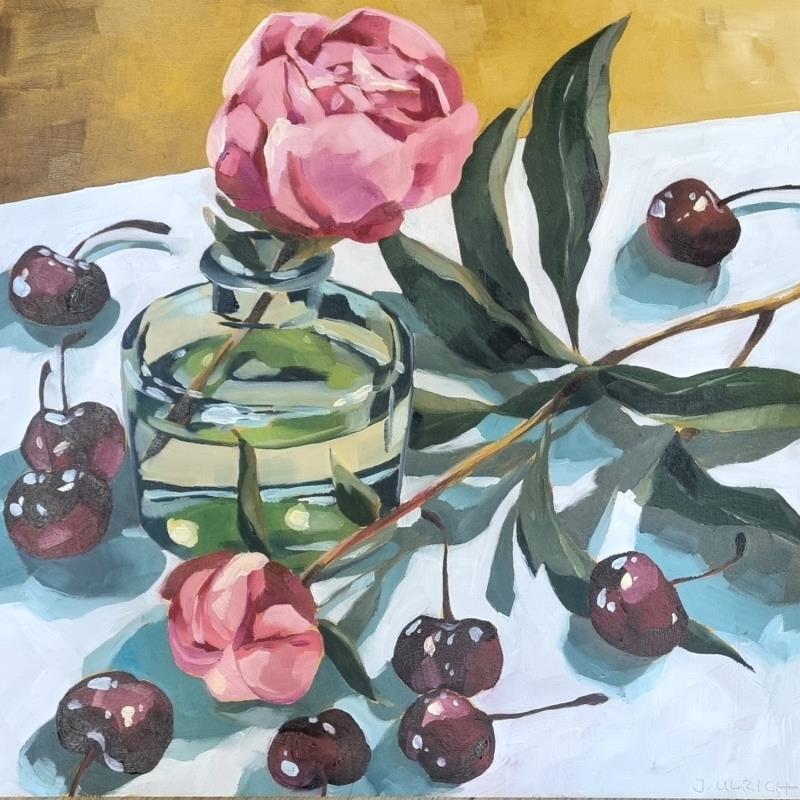 Painting early cherries by Ulrich Julia | Painting Figurative Oil, Wood