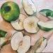 Gemälde green apple von Ulrich Julia | Gemälde Figurativ Holz Öl