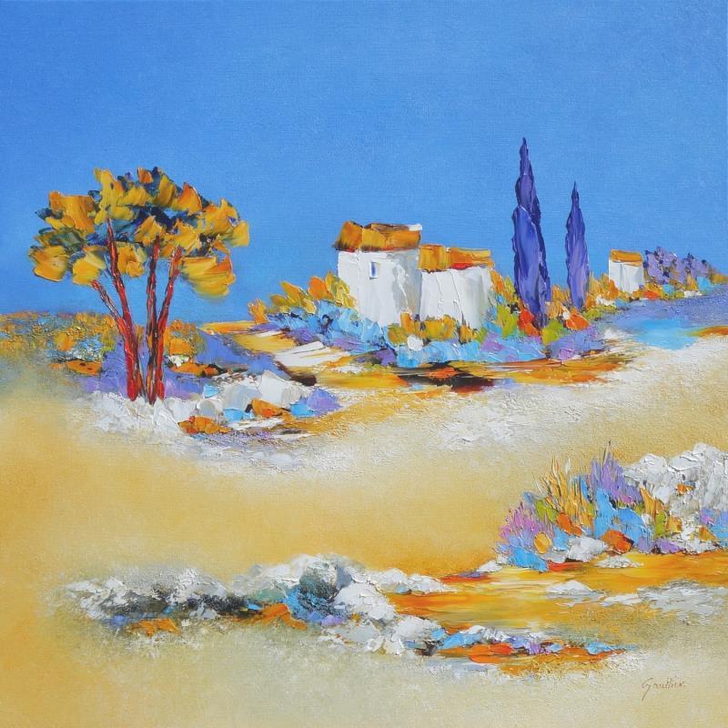 Painting Un été en Provence by Gaultier Dominique | Painting Figurative Landscapes Oil